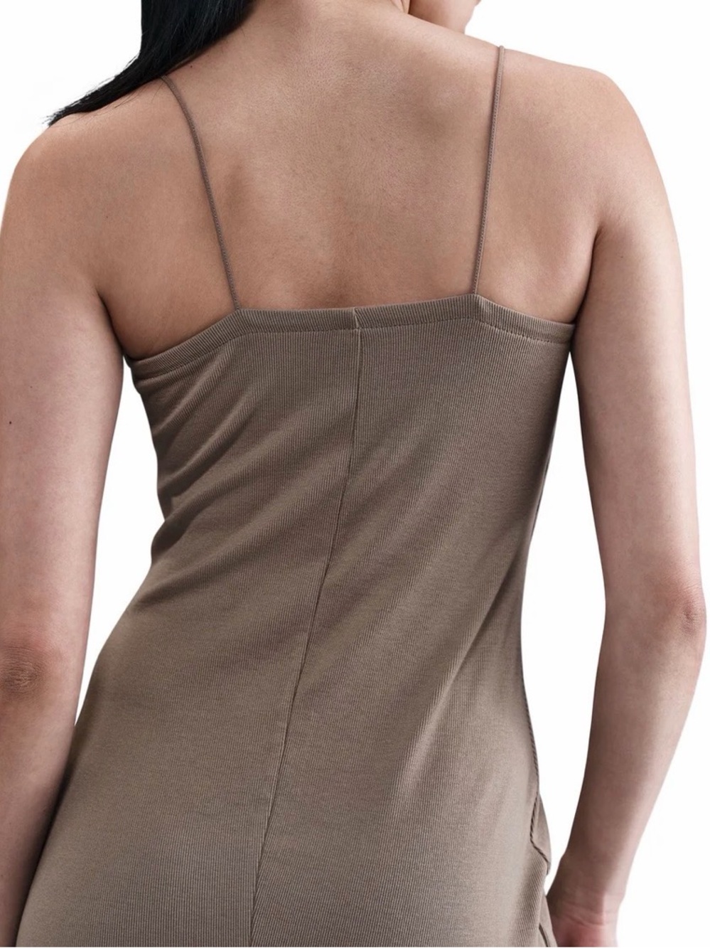 Nike Taupe Ribbed Spaghetti-Strap Bodycon Dress - Picture 2 of 4